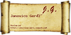 Janovics Gerő névjegykártya